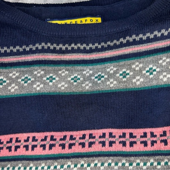 Prince & Fox Fair Isle Sweater | Navy Pink Gray | Size M - Picture 4 of 8